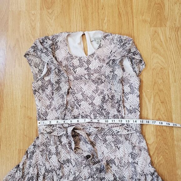 ✨ ALLSAINTS ✨ Evely Midgard Snakeskin Ruffle Mini Dress - [Size 0, Pink/Grey] - Picture 9 of 12